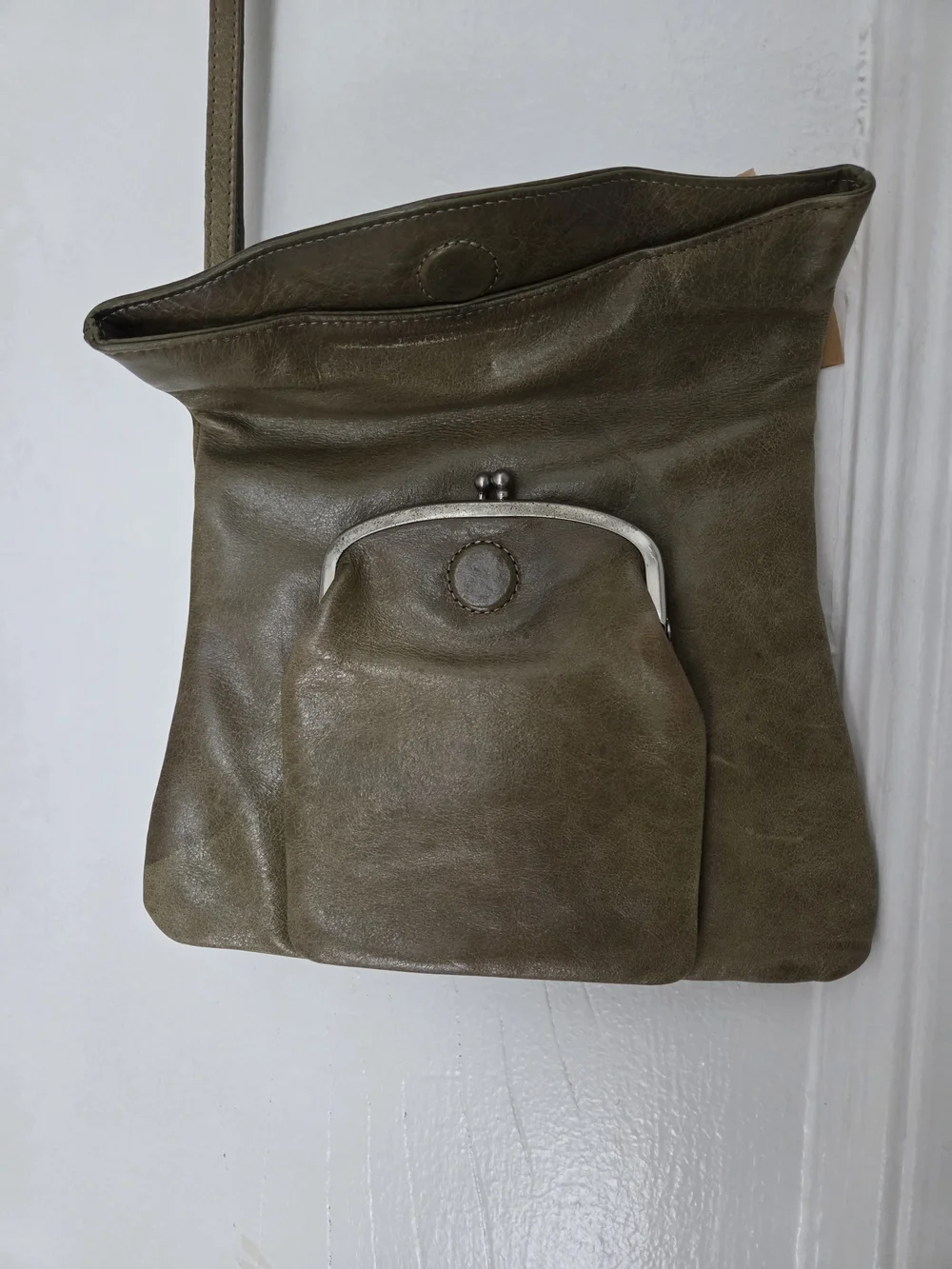 HOBO Olive Green Leather Clutch/ Wristlet
